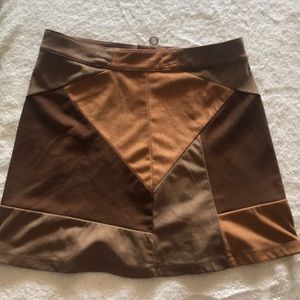 Patchwork faux suede skirt
